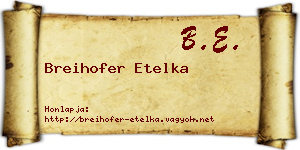 Breihofer Etelka névjegykártya